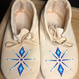 Handmade Beaded Buckskin/Deerskin Moccasins - "Starshine"