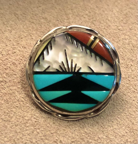 Vintage Zuni Inlay Earrings - image 2