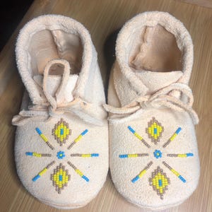 Children's Traditional "Starshine" Beaded Moccasins - Buckskin