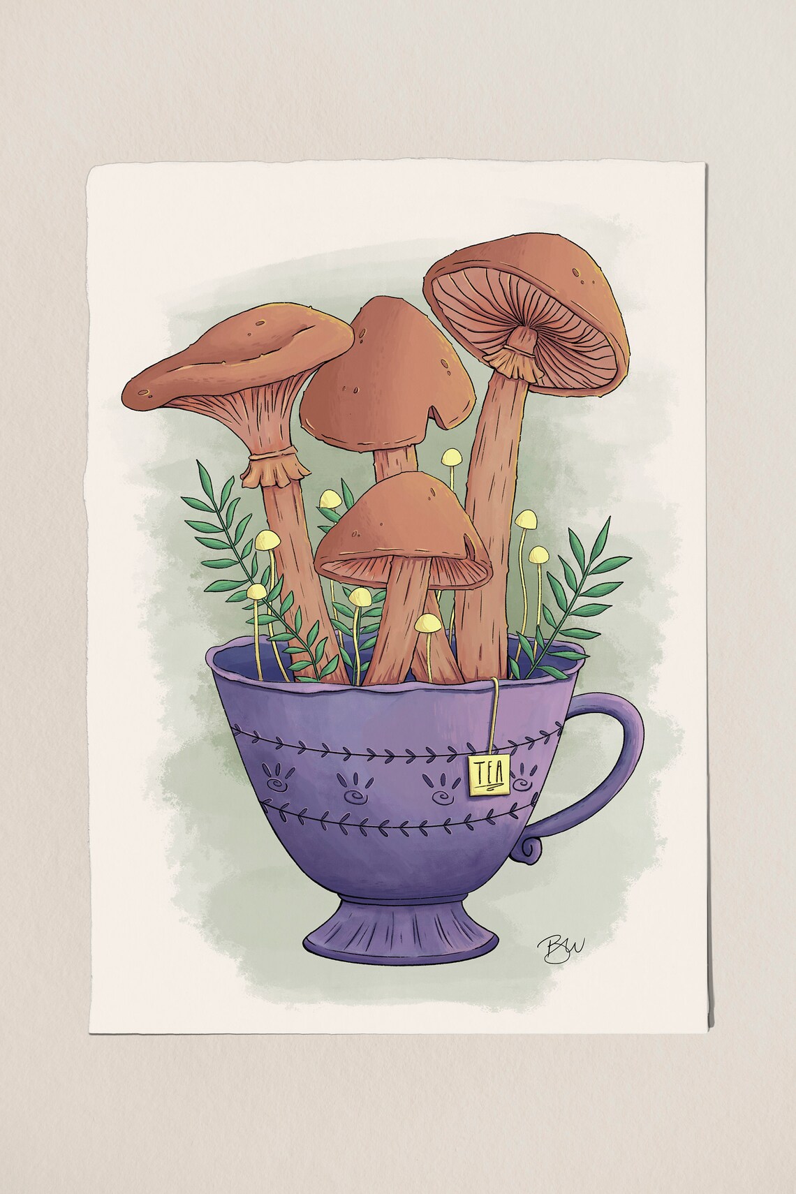 Trippy Tea Mushroom Print / Mushroom Tea / Trippy / Mushroom Illustration / Wall ...
