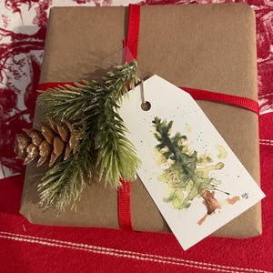 Etiquetas para presentes de Natal. Desenhos originais de Natal em aquarela.