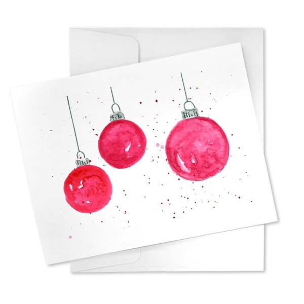 Buy this: Red Ornament Christmas Card, Original water color.