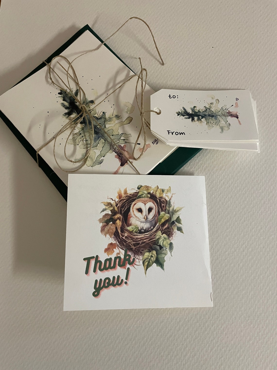 Watercolor Pine Tree Christmas Card Set: Blank Note Cards & Bonus Gift ...