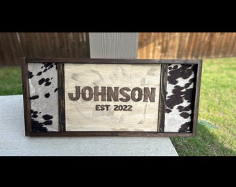Rustic Western Wood Sign with Custom Last Name - Unique Wedding Gif