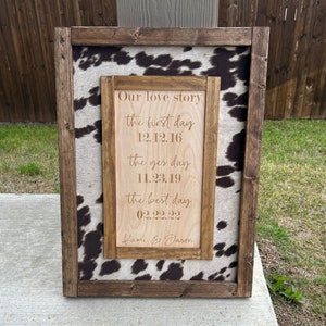 Our Love Story Sign, Wood Wedding Sign, First Day Yes day Best Day Sign, Welcome Wedding Sign, cow decor, Country Wedding Sign