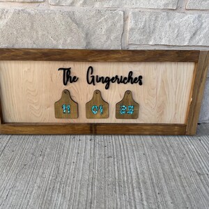 Custom Wood Sign: Cow Tag Guest Book, Personalized Family Name image 2