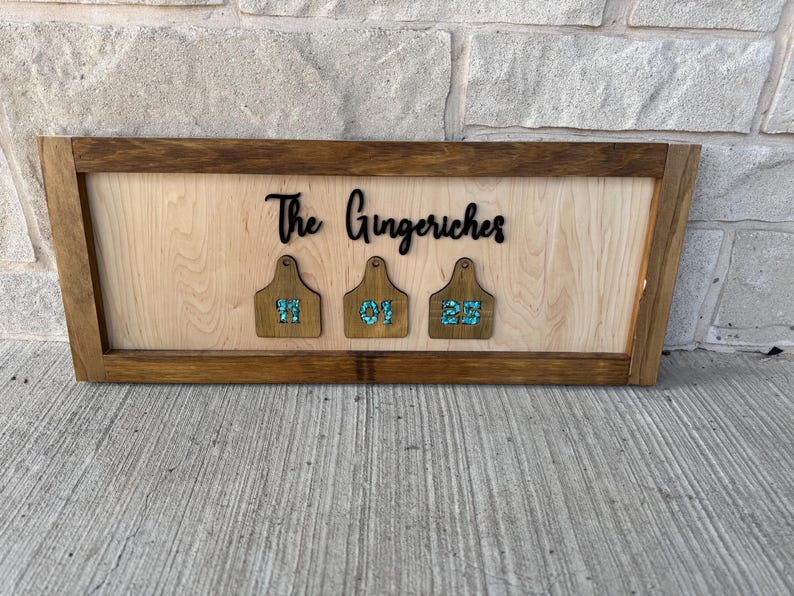 Custom Wood Sign: Cow Tag Guest Book, Personalized Family Name image 2