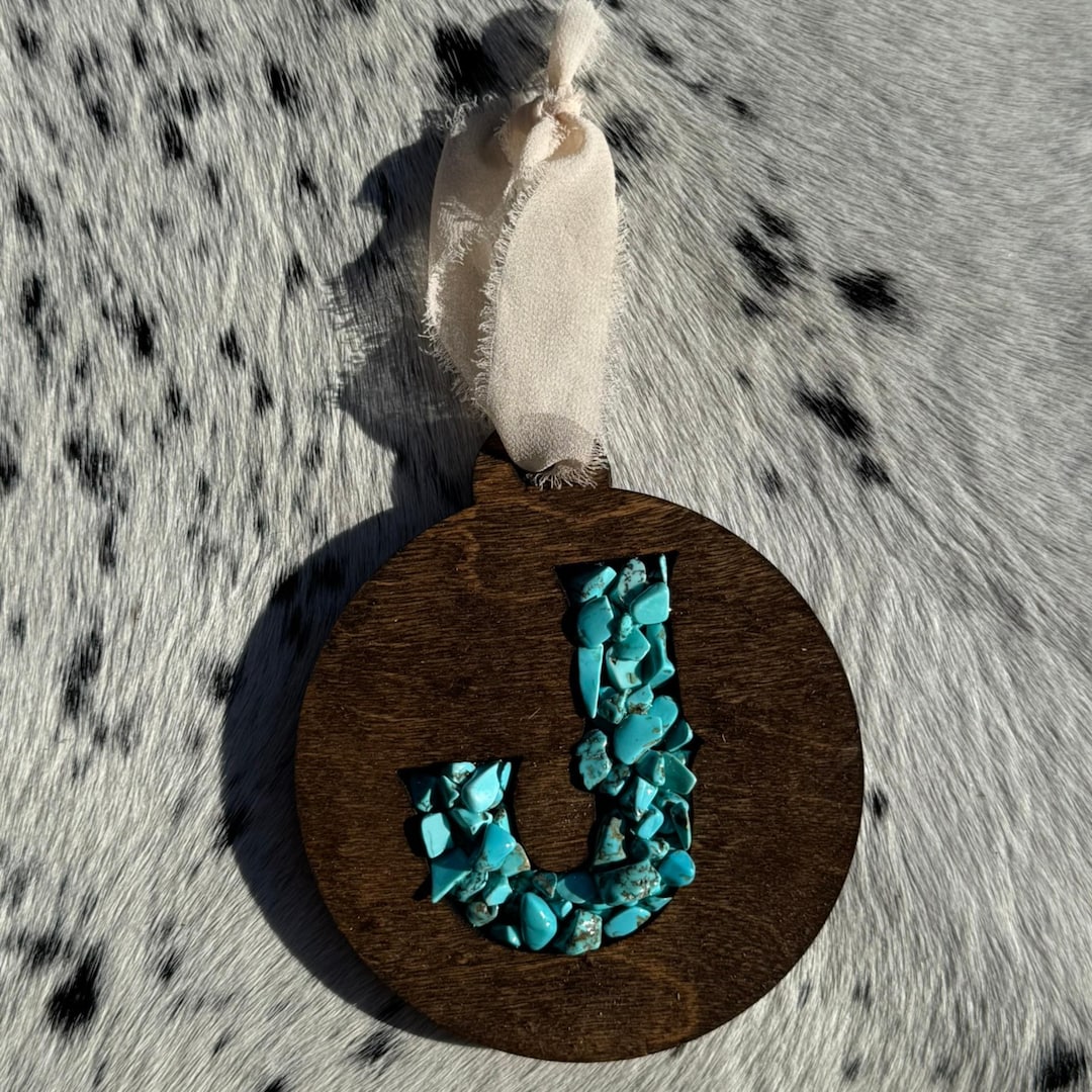 Turquoise Inlay Sign Custom Wood Ornament | Turquoise Inlay, Personalized Letter - Etsy