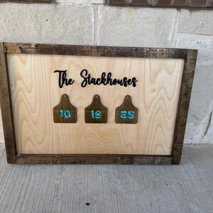 Custom Wood Sign: Cow Tag Guest Book, Personalized Family Name image 7