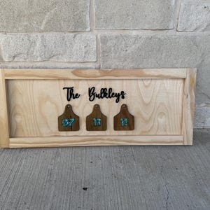Custom Wood Sign: Cow Tag Guest Book, Personalized Family Name image 6