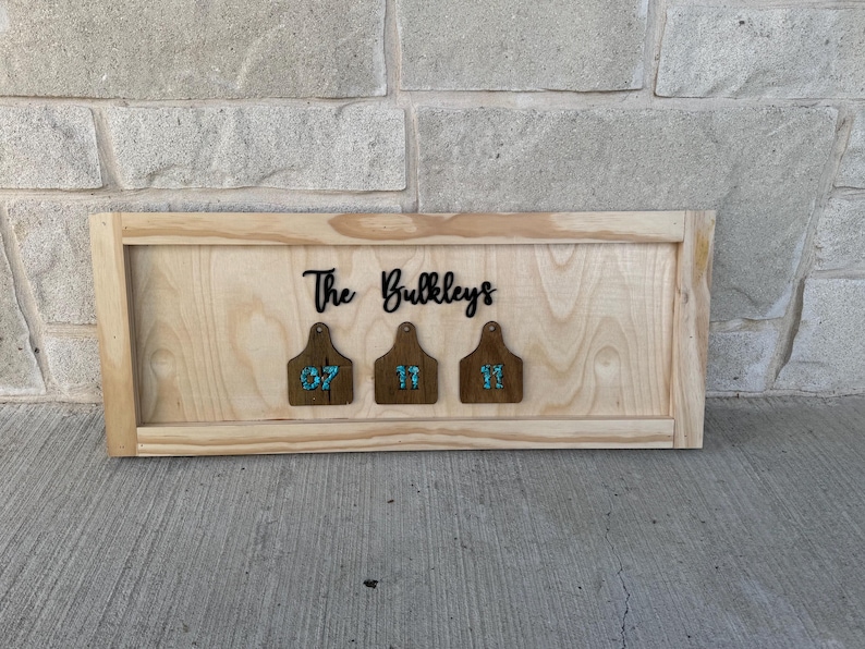 Custom Wood Sign: Cow Tag Guest Book, Personalized Family Name image 6