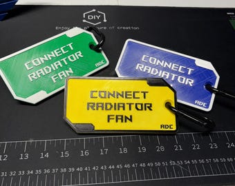 Etiqueta de recordatorio del ventilador del radiador - Servicio del vehículo, impresa en 3D