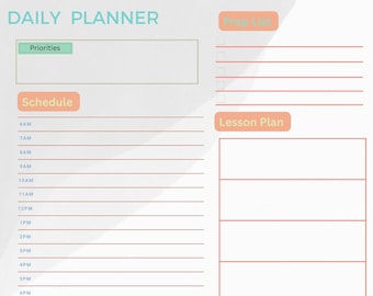 Pastel Digital Daily Teacher Planner Undated - Digital PDF Download