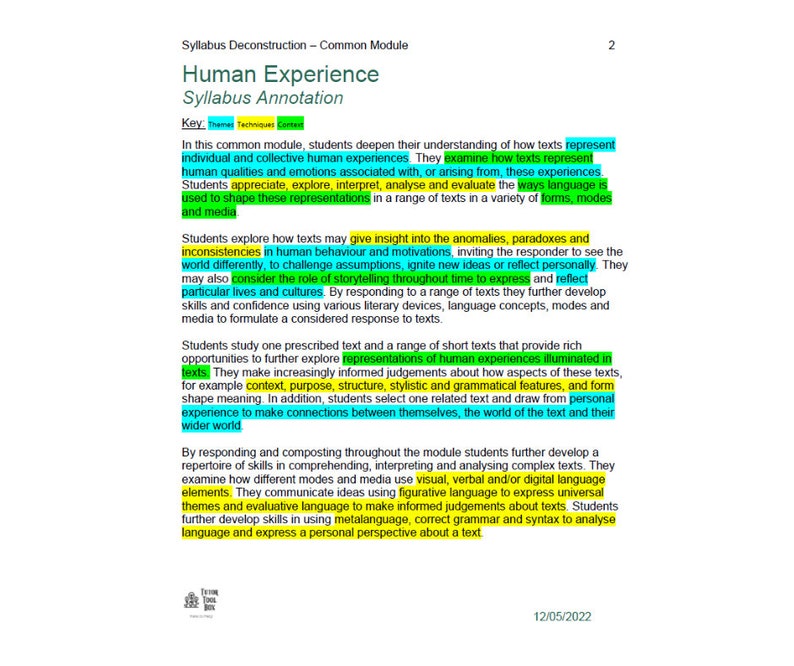 HSC English Common Module Syllabus Deconstruction - Etsy
