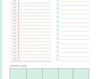 Planificateur quotidien d'enseignants pastel non daté - Téléchargement PDF numérique