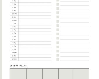 Planificateur quotidien minimaliste non daté pour enseignants - Téléchargement PDF numérique
