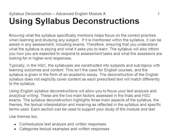 Module A d'anglais avancé du HSC : Déconstruction du programme de conversations textuelles