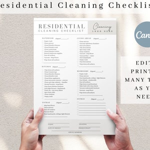 Professional Residential Cleaning Checklist, Editable House Cleaning ...
