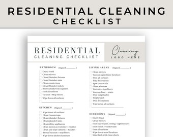 Professional Residential Cleaning Checklist, Editable House Cleaning List Template, Cleaner Business Forms, Cleaning Service Form, Printable