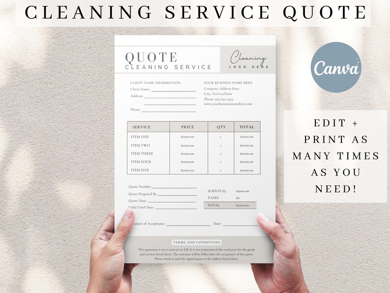 Professional Cleaning Service Quote, Commercial Cleaning Business