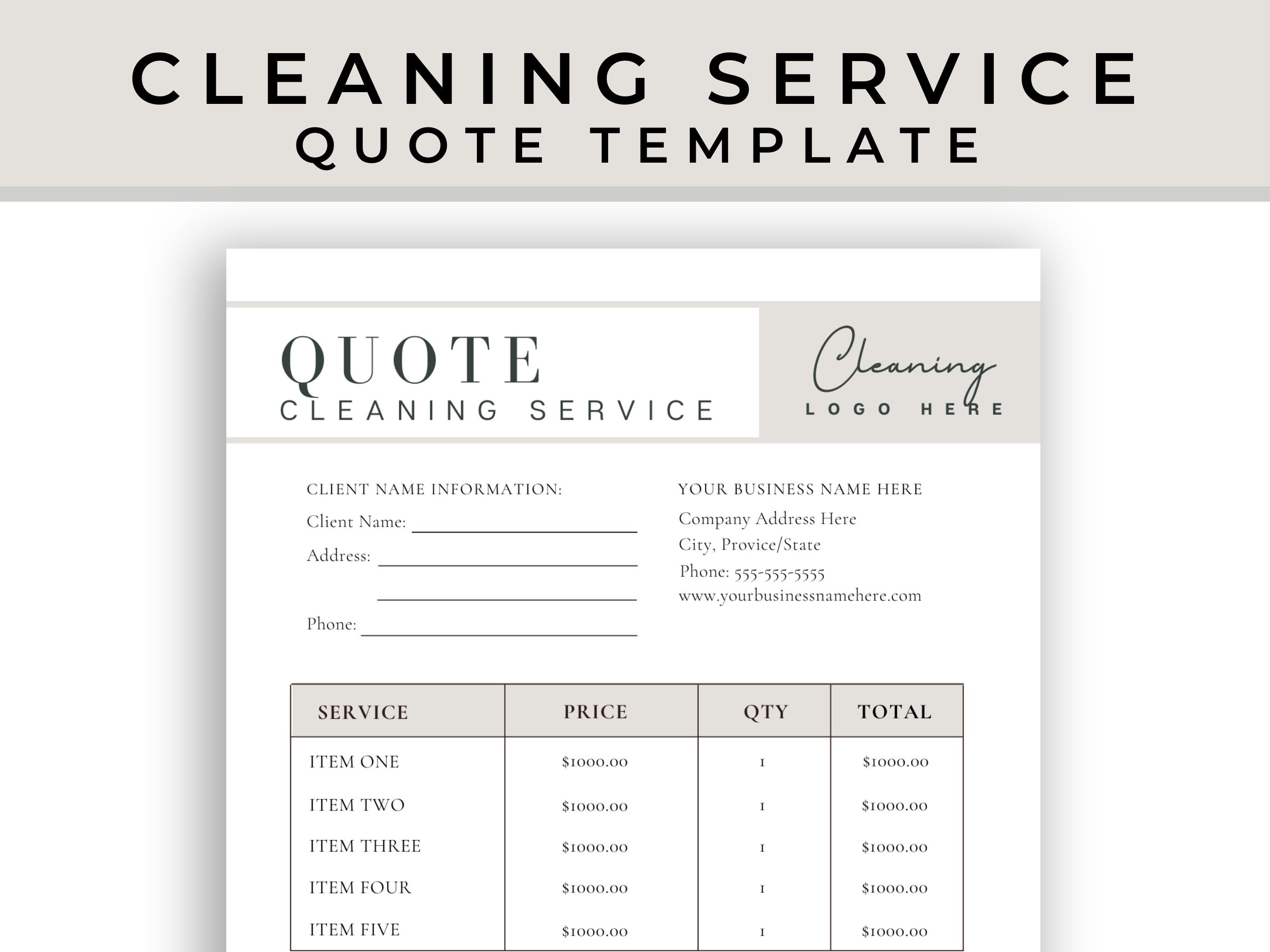 Cleaning Service Quote Template Free