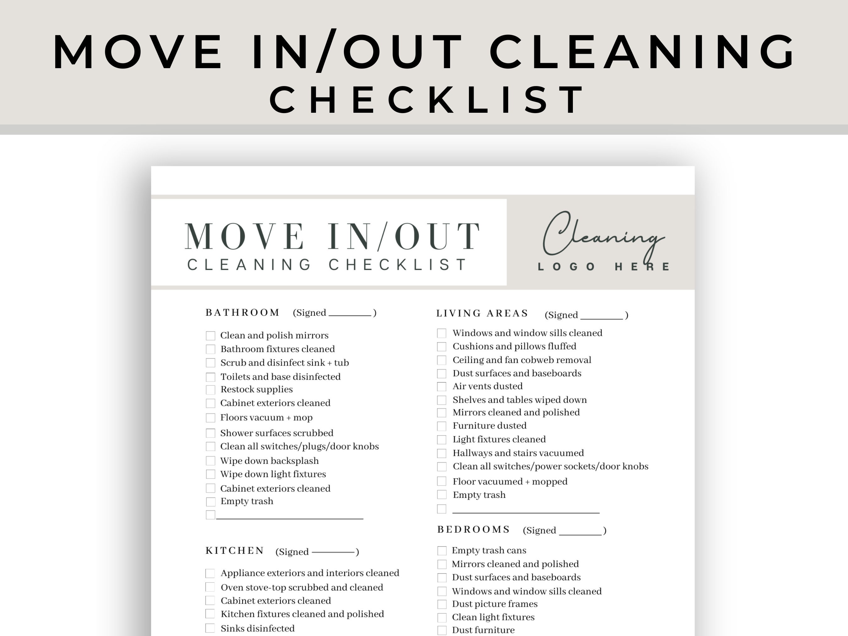 Moving out cleaning sale checklist