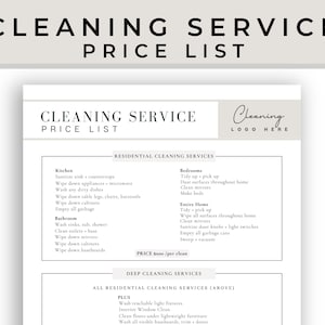 Professional Cleaning Service Pricing List,Editable Pricing List,House Cleaning Template,Cleaning Service Business,Cleaning Service Form