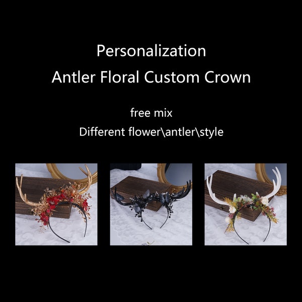 Custom Antler Flower Crown, Custom Halo Crown, Custom Woven Crystal Crown, Custom Elf Cuff