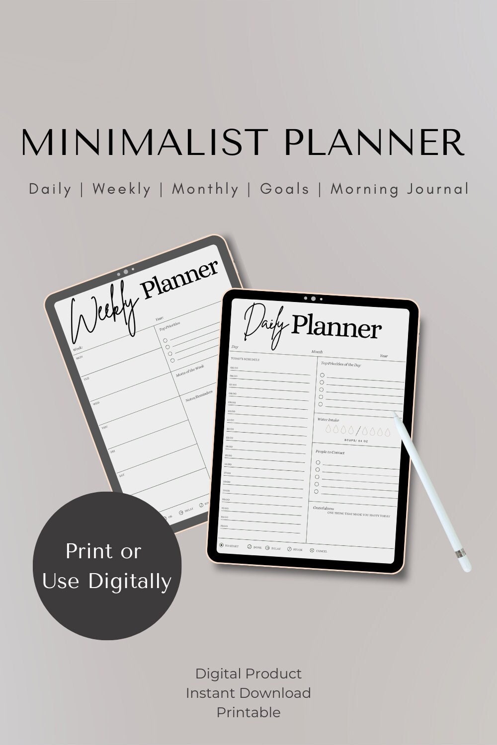 2025 Minimalist Planner Bundle | Digital & Printable PDF | Monthly ...