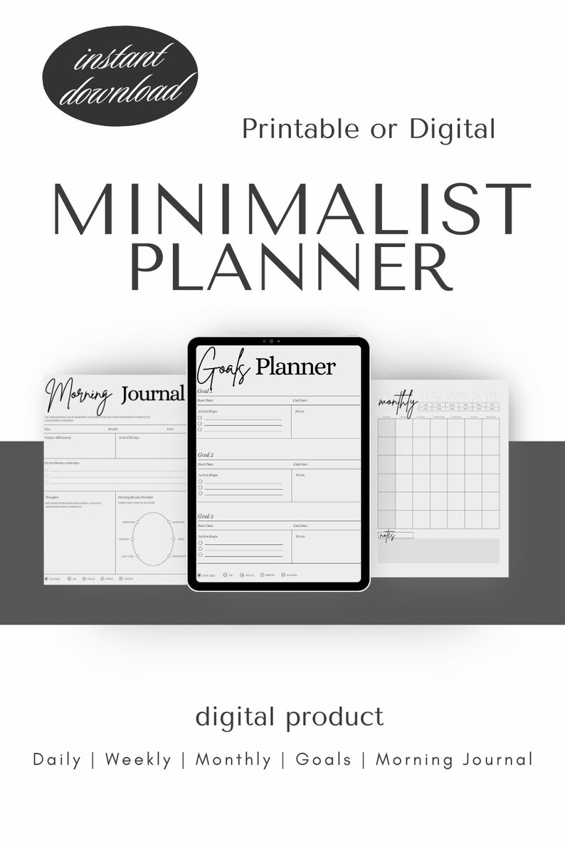 2025 Minimalist Planner Bundle | Digital & Printable PDF | Monthly ...