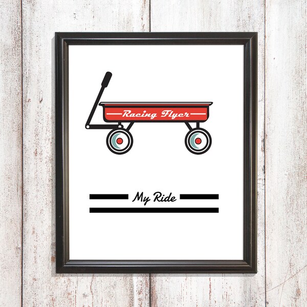 Printable Retro Red Wagon, Kitchen Wall Art, Retro Wall Decor, Vintage Wall Art, Digital Download, Kids Room, Red Wagon