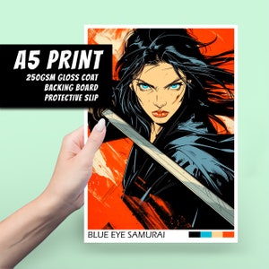 Blue Eye Samurai A5 Art Print - Anime, Videospiel, Geschenk, Bunt, Comic Art, Schön, Dekoration, Popkultur, Wandkunst, große Postkarte