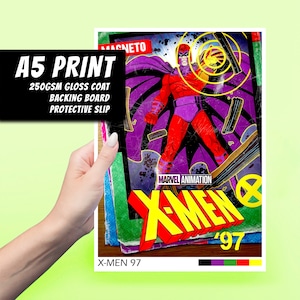X-Men 97' Magneto A5 Art Print - Marvel, Anime, Prezent, Dekoracja, Popkultura, Sztuka ścienna, Duża pocztówka, Sztuka komiksowa, Bajki, TV
