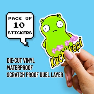 10 Pack Kuchi Kopi Sticker - Bobs Burgers, Laptop, Waterproof, Computer, Water bottle, Die-Cut, Vinyl, Decal, Gift, Party Bag Filler