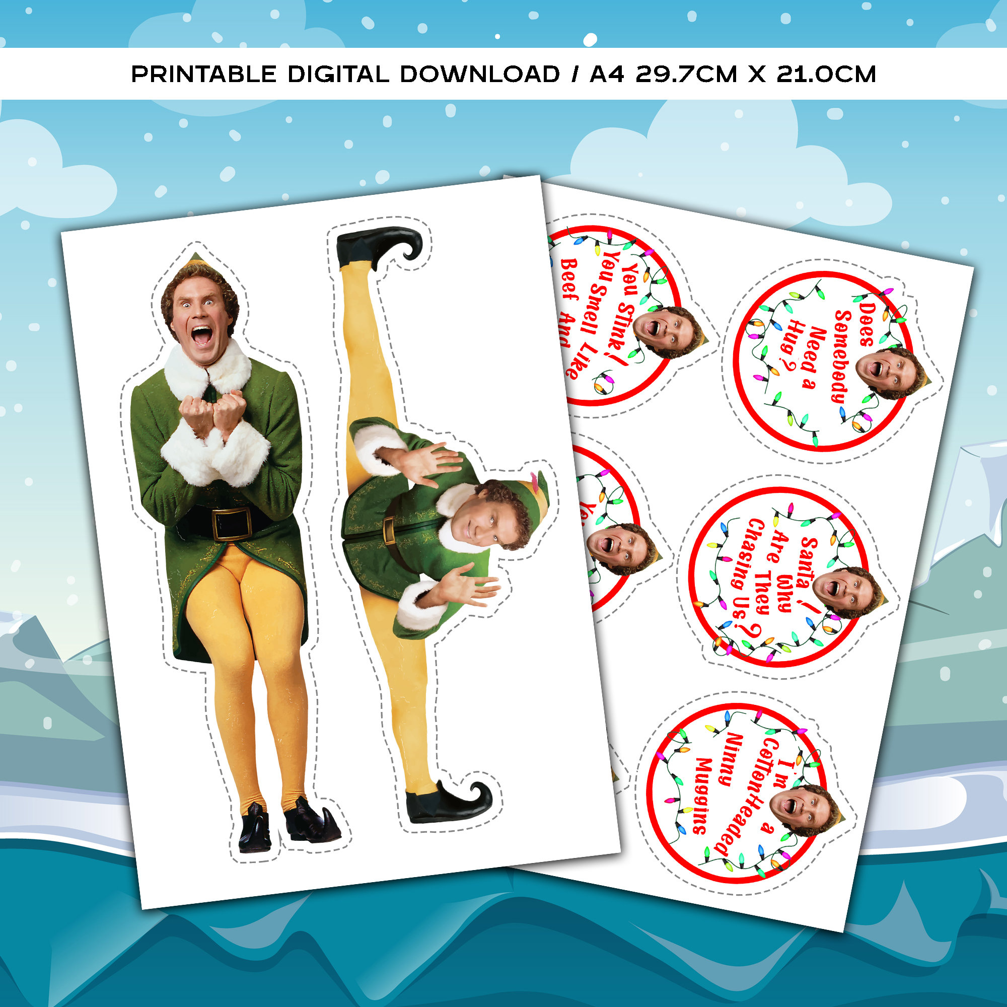 Buddy the Elf Digital Download Printable Garland Christmas Decoration ...
