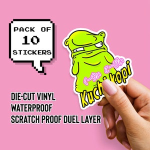 Paquete de 10 pegatinas Bad Kuchi Kopi - Bobs Burgers, Laptop, Impermeable, Computadora, Botella de agua, Troquelado, Vinilo, Calcomanía, Regalo, Relleno de bolsa de fiesta