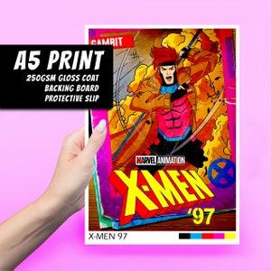 X-Men 97' Gambit A5 Kunstdruck - Marvel, Anime, Geschenk, Dekor, Popkultur, Wandkunst, große Postkarte, Comic Kunst, Cartoons, TV