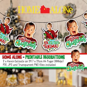 Allein zu Hause digitaler Download - druckbare Girlande Weihnachtsdekoration - Urlaub Banner - sofortiger Download Wimpelkette - Xmas Party Zubehör