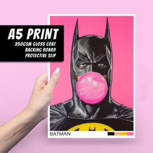 The Bat A5 Art Print - Komiksy, Film, Prezent, Dekoracja, Popkultura, Sztuka ścienna, Duża pocztówka, Superbohater Bubblegum, Minimalistyczny