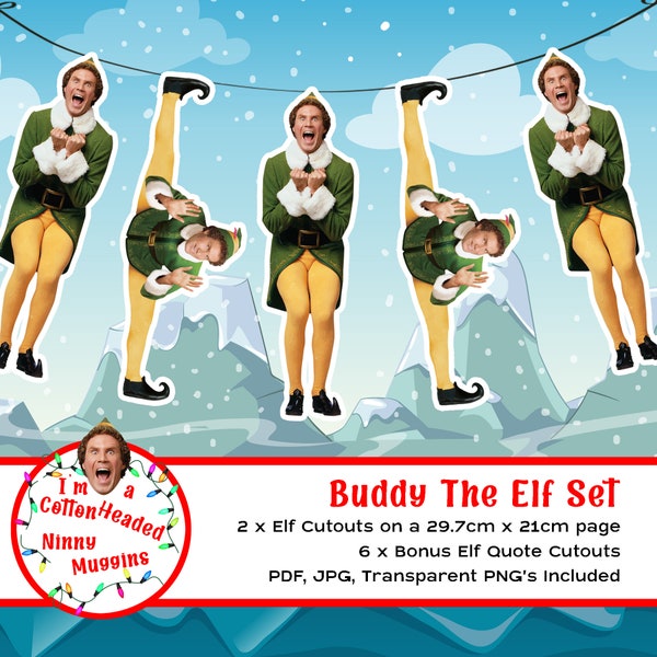 Buddy The Elf digital download - Printable Garland Christmas Decoration - Holiday Banner - Instant Download Bunting - Xmas party supplies