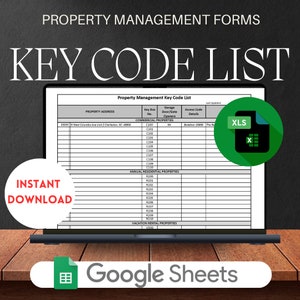 Sleutelcodelijst, spreadsheet voor sleutelopslag, Google-documenten en Excel-sleutelcodespreadsheet