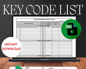 Key Code List Spreadsheet, Key Storage Tracker (Google Docs & Excel)
