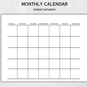 Blank Monthly Calendar - Etsy