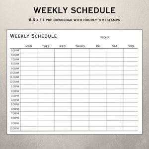 Weekly Planner With Hourly Timestamps - Etsy