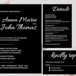 Minimalistic Wedding Invitation Black