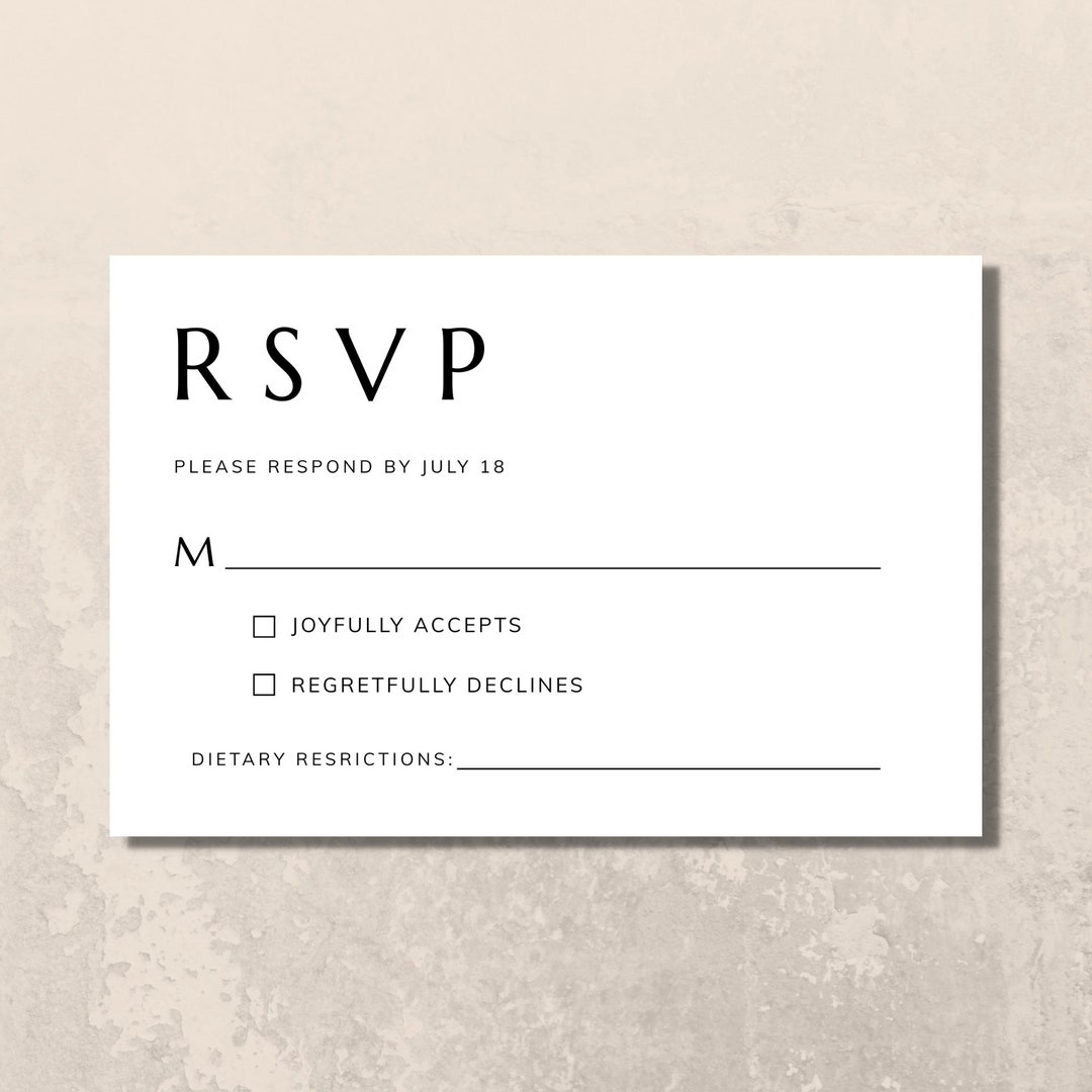 Simple Rsvp Minimalistic RSVP Card - Editable Digital Download! - Etsy