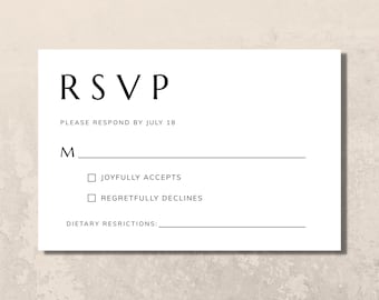 Minimalistic RSVP Card - Editable Digital Download!