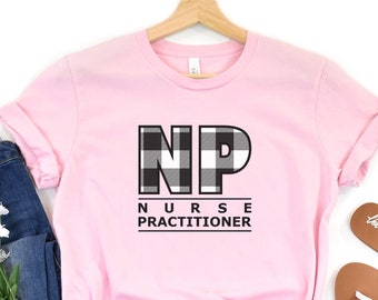 NP Buffalo Plaid T-Shirt, Nurse Practitioner gift, Gift for NP student, Nurse Practitioner graduation gift, White Buffalo Plaid NP shirt