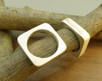 Silver Square Ring Arch Ring Wedding Ring Sterling Silver Square Ring Mens Square Ring Womens Square Ring Modern Silver Ring