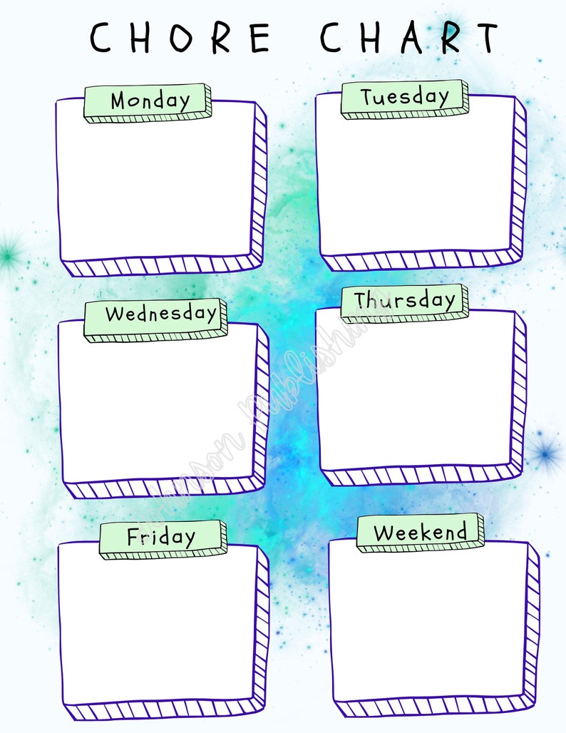 Weekly Chore Chart Printable, Responsibility Chart, Household Chores ...